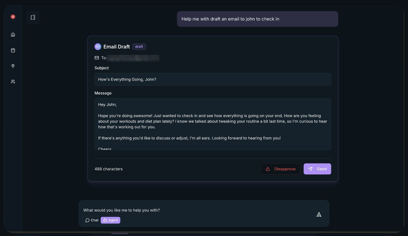 Ryla AI Platform Interface - Email drafting and client communication interface